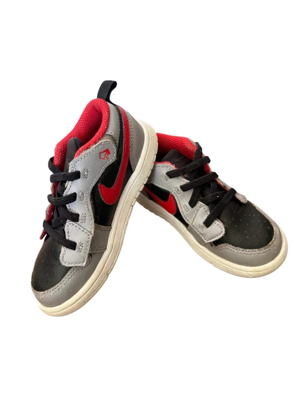 Air Jordan 1 Low Flyer Kids Sneakers in Black/Cement & Red-Size 9C